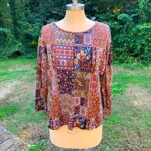 Tapestry Print Knit Top